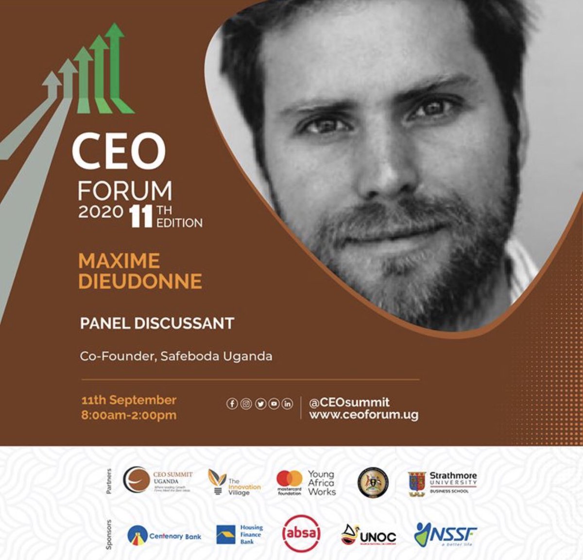 ceosummituganda's tweet photo. ONLY #1DayToGo, Have you registered yet for the #CEOForum2020?
Don't miss a brilliant panel with business and tech leaders featuring @maximedieudonne, co-founder @SafeBoda , @vtumwijukye, CEO Future @FutureLinkTechn and Rosa Malango, UN Resident Coordinator, @UNinUganda https://t.co/V4wBhpnAq1