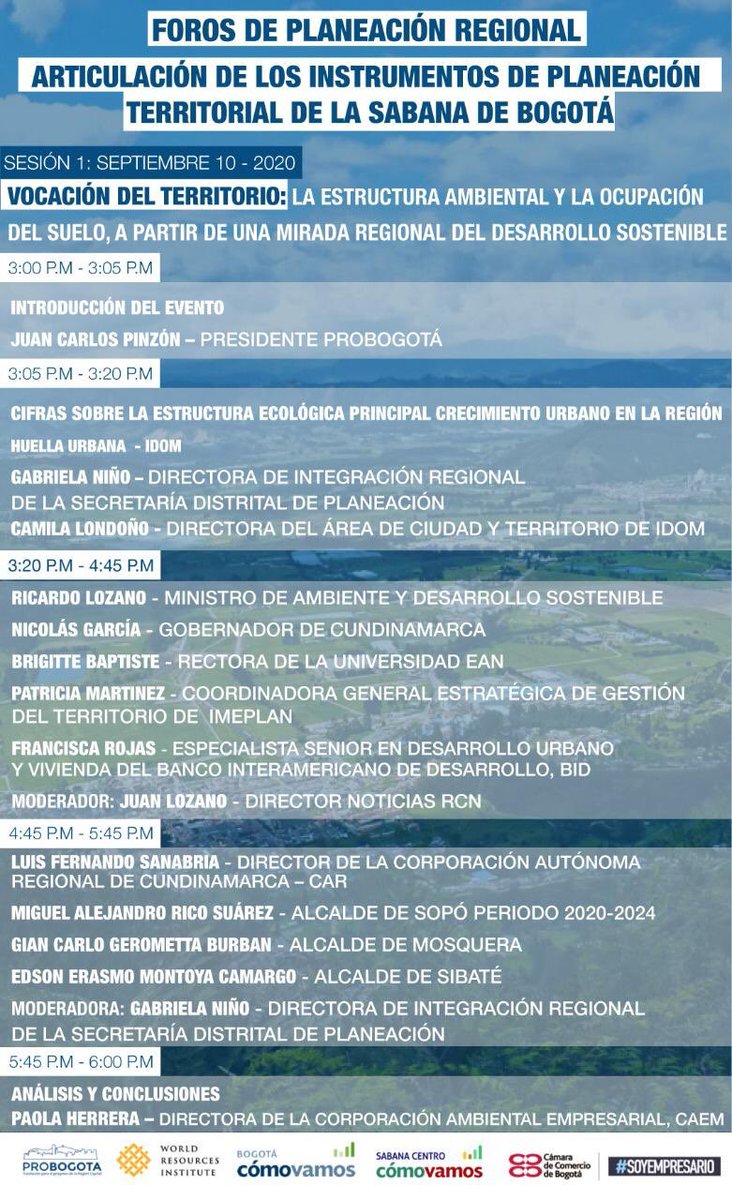 ProbogotaRegion's tweet photo. #ForosProBogota | Hoy a las 3:00 p.m. daremos inicio a la serie de de foros sobre planeación territorial de la sabana de Bogotá. 

Para participar solo es necesario inscribirse en el siguiente link:

https://t.co/ukih9RRMZv https://t.co/NNtNZpC7KK