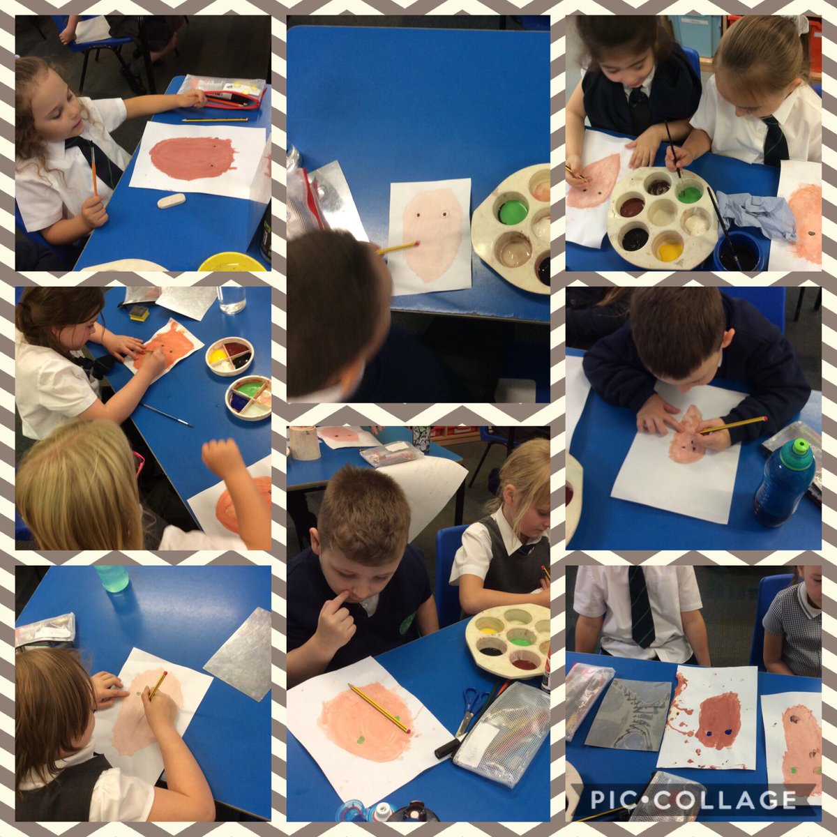 ASALeavers25's tweet photo. This afternoon we are painting! We are blending colours to create a perfect self portrait 😊 #ASAArtists #ASADiversity https://t.co/n1PpBfRMuK