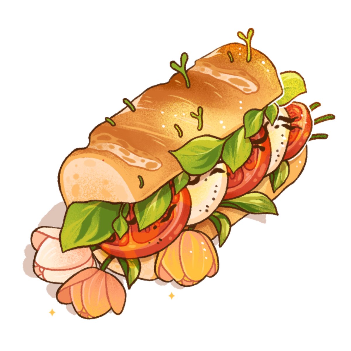 Lanajay_art's tweet photo. Welcome to the cafe! 🌿 what would you like for lunch? 🌿🥖🍞🥪🌷 https://t.co/bvFz7O959C