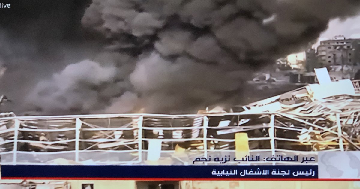 Member of parliament Nazih Najem tells  @MTVLebanonNews rubber tires burning, also  @Loreal cosmetics, a warehouse worth $5 million and another warehouse unclear value. “All these problems happen to Beirut,” he bemoans, anchor  @monasaliba “We don’t wish it on any part of Lebanon”