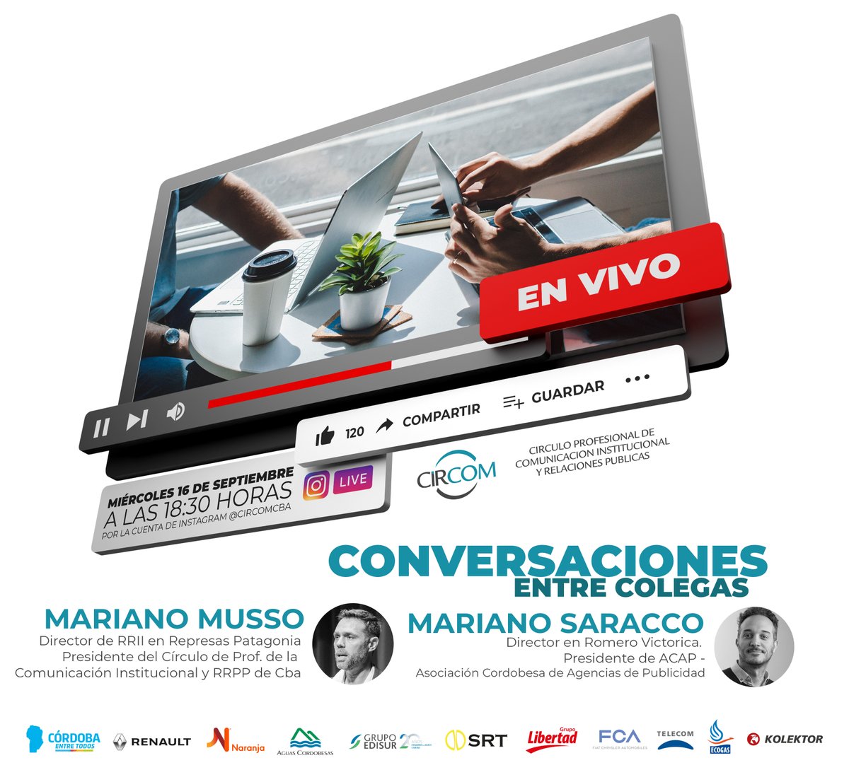 CircomCBA's tweet photo. [Conversación entre colegas]

De la mano de Mariano Musso y Mariano Saracco.

📍Miércoles 16/09 18.30hs
¡Te esperamos!

#CircomCba #RRII #Comunicación https://t.co/SqFkBEtO6E