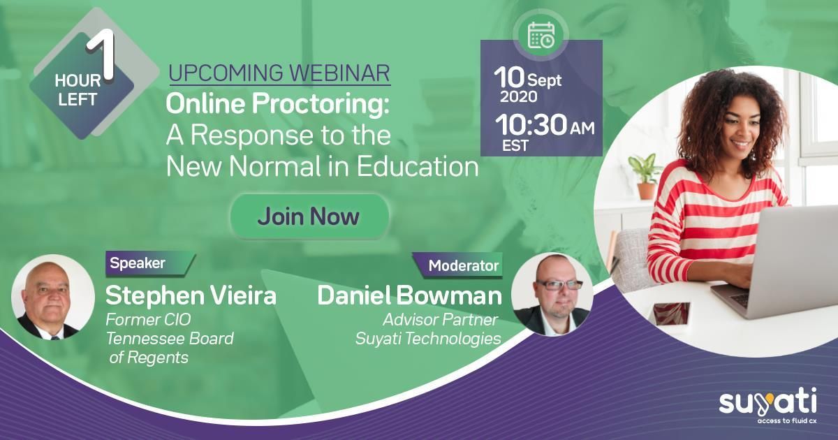 suyatitech's tweet photo. Our #proctoringwebinar gets underway shortly. Still time to join and discover the new ways of conducting 100% cheat-proof online exams at convenience and flexibility. Book your seat now!
#onlineproctoring #virtualproctoring #remoteproctoring #onlineexam 
https://t.co/bbBc5M5FQi https://t.co/a2kdJ0x9vy