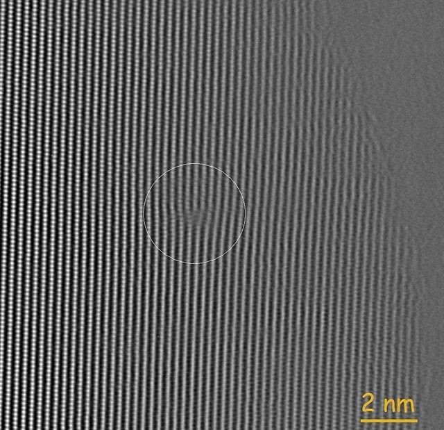 Edge dislocation in GaN crystal.

Credit:  <a href="/modin/">modin</a>.evg