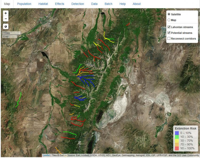 NASAEarth's tweet photo. The Lahontan cutthroat trout is iconic in Nevada. But human activity and climate change can threaten the species. Wildlife managers are using @NASA Earth observations to inform recovery planning for the fish. #SpaceForUS https://t.co/6jbdyrMY86 https://t.co/xJdLemPLPP