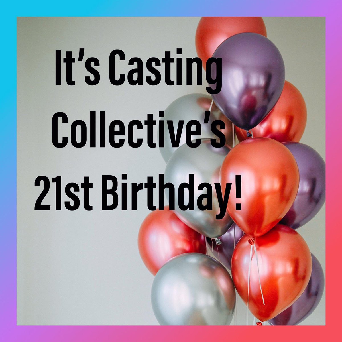 extrascastings's tweet photo. It’s our 21st birthday! 🥳 🎂 🎈 
#CastingCollective #Birthday #21stBirthday https://t.co/2F8feBNREM