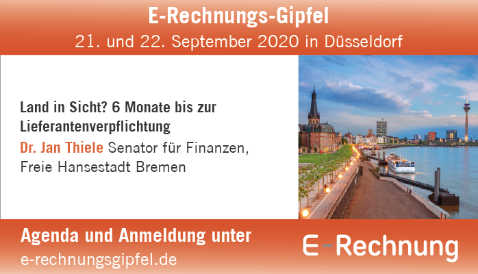 Interessantes Interview von Dr. Jan Thiele mit unserem Medienpartner @egovcomde: egovernment-computing.de/erechnungen-ve… dazu beim E-Rechnungs-Gipfel am 21. und 22. September 2020 in Düsseldorf: e-rechnungsgipfel.de
#ERechnung #ERGI20