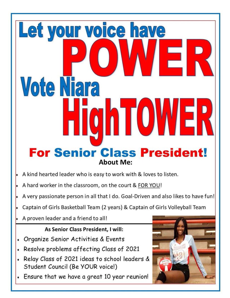 Yesterday, I was voted Senior Class President! I’m ready to Lead! #Blessed Thank you to all that voted for me!