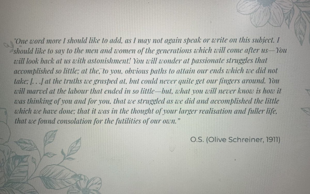  @CarlyNations and  @ASpydell end with this extract from Olive Schreiner’s ‘Woman and Labour’ *mic drop* moment
