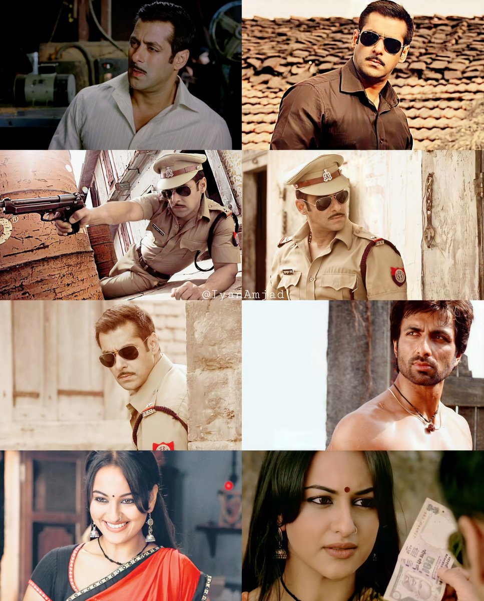 In terms of acting skills one of  @BeingSalmanKhan's best roles for sure.Chulbul Pandey is an memorable character.Sonakshi Sinha is a natural performer with expressive eyes.Amazing screen presence from the talented  @SonuSood.Very good supporting cast.DECADE OF ICONIC DABANGG