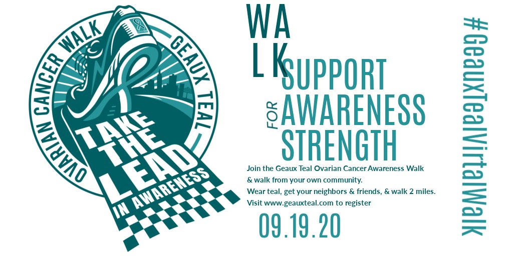 GeauxTeal Ovarian Cancer Awareness (@geauxteal) on Twitter photo Let's Take The Lead in Ovarian Cancer Awareness in the month of September. Join the <a href="/geauxteal/">GeauxTeal Ovarian Cancer Awareness</a> walk & spread the word in your own communities. Education is the key to early detection. Walk in Teal on 9-19-20 & make people ask you WHY YOU WEAR TEAL! Reg: endurancecui.active.com/new/events/660… Let's Take The Lead in Ovarian Cancer Awareness in the month of September. Join the <a href="/geauxteal/">GeauxTeal Ovarian Cancer Awareness</a> walk & spread the word in your own communities. Education is the key to early detection. Walk in Teal on 9-19-20 & make people ask you WHY YOU WEAR TEAL! Reg: endurancecui.active.com/new/events/660…