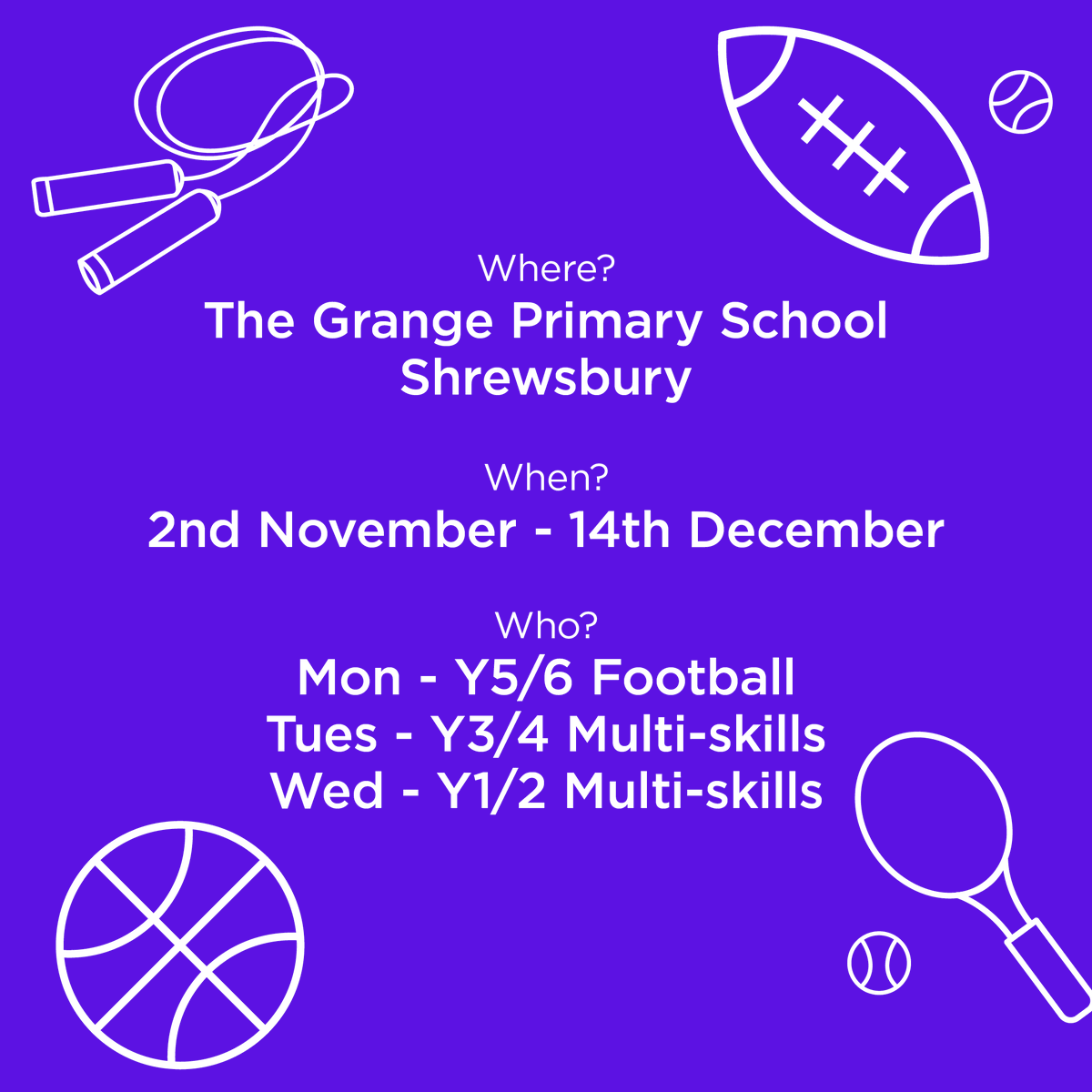 Embrace Group (@embrace_group) on Twitter photo We're running fun-filled #AfterSchoolClubs at the Grange Primary School every Monday, Tuesday & Wednesday starting the 02/11 for 7 weeks.
The multi-skills clubs offer a great chance to try a range of #sports & #activities.
For more information email: info@theembracegroup.co.uk We're running fun-filled #AfterSchoolClubs at the Grange Primary School every Monday, Tuesday & Wednesday starting the 02/11 for 7 weeks.
The multi-skills clubs offer a great chance to try a range of #sports & #activities.
For more information email: info@theembracegroup.co.uk