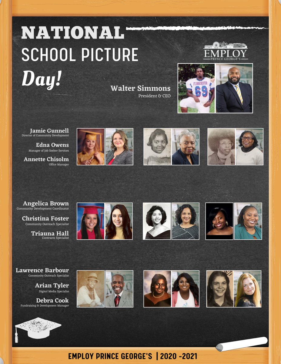employpg's tweet photo. Weโre winding back the clock by sharing school pics of our #EPG Staff & Leadership in honor of National School Picture Day! ๐ธ
We are wishing continued success for @pgcps students this virtual school year!
#WeAreEPG #PicturePerfectPGC #nationalschoolpictureday @CEXAlsobrooks https://t.co/BPGlrgxdQO
