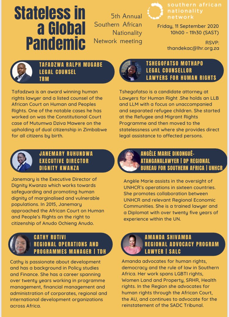 SALC (@follow_salc) on Twitter photo SALC’s Amanda Shivamba will be presenting at the <a href="/NetworkSouthern/">Southern African Nationality Network (SANN)</a> 5th Annual Nationality Network Meeting tomorrow at 10am. RSVP to: thandeka@lhr.org.za to join. #stateless #minorities <a href="/LHR_SA/">Lawyers for Human Rights</a> <a href="/SAHRDNetwork/">SouthernDefenders</a> SALC’s Amanda Shivamba will be presenting at the <a href="/NetworkSouthern/">Southern African Nationality Network (SANN)</a> 5th Annual Nationality Network Meeting tomorrow at 10am. RSVP to: thandeka@lhr.org.za to join. #stateless #minorities <a href="/LHR_SA/">Lawyers for Human Rights</a> <a href="/SAHRDNetwork/">SouthernDefenders</a>