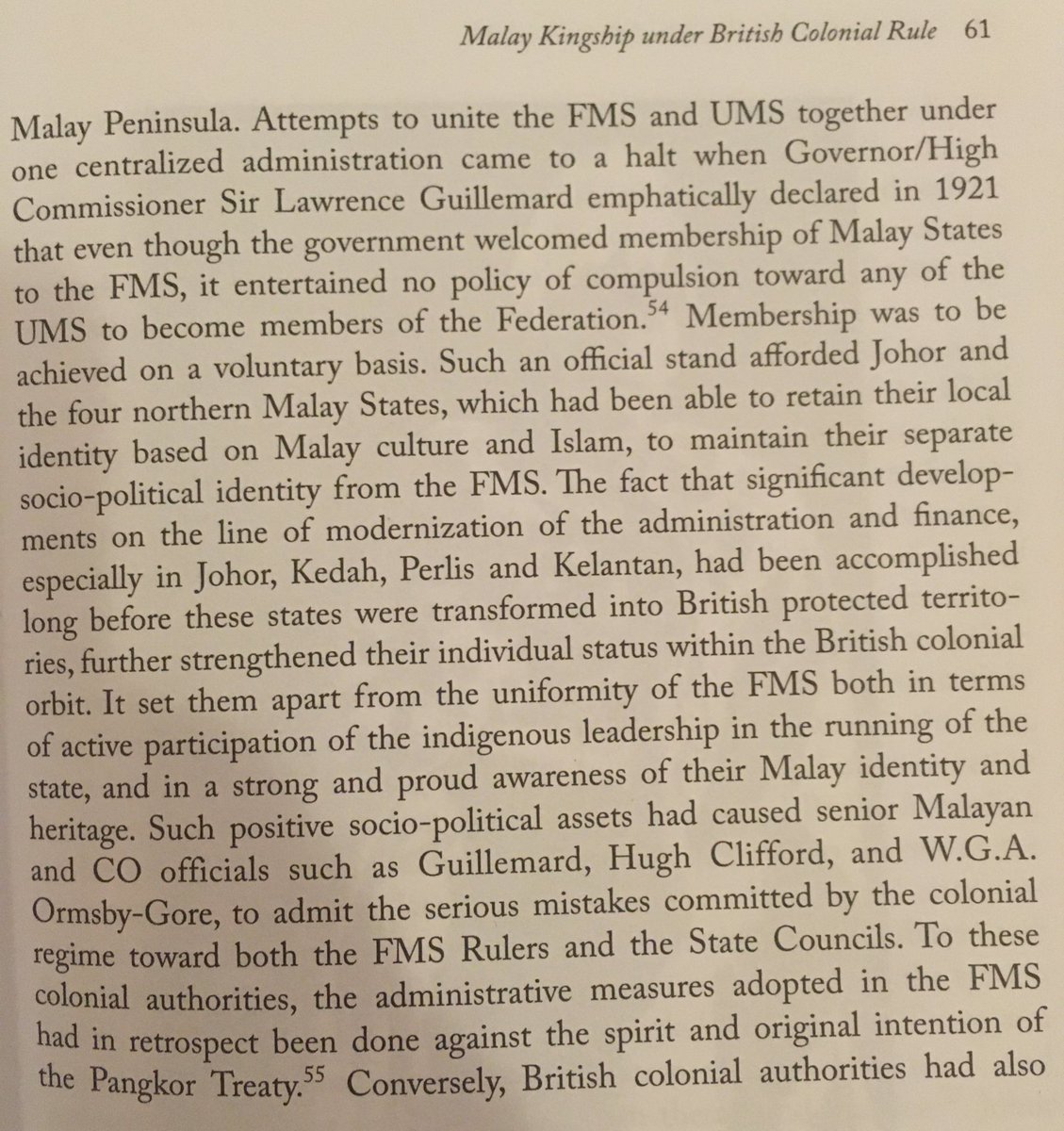 By the 1920s, colonial authority believed they had made a mistake with the FMS and decided to decentralize powers about the 4 states(I recall reading somewhere the decentralization was to attract UMS into the FMS)