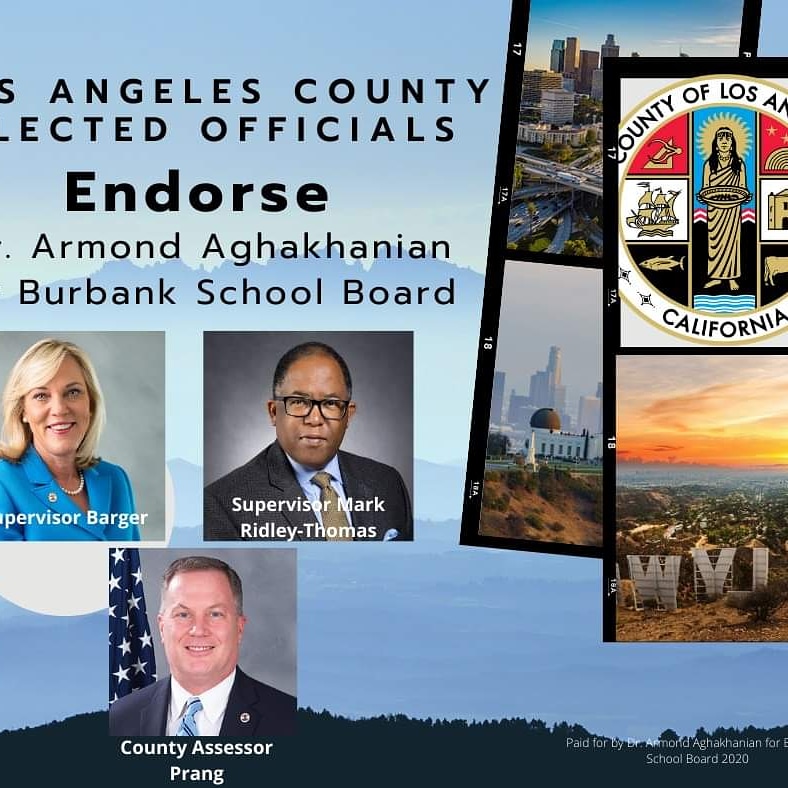dr_armond's tweet photo. Thank you Los Angeles County  Supervisor Kathryn Barger Supervisor Mark Ridley-Thomas &amp; LA County Assessor Jeffrey Prang for endorsing me for my re-election to Burbank Board of Education!
Learn more about my campaign by visiting https://t.co/cnXo0efyow https://t.co/WtpO7GPjVu