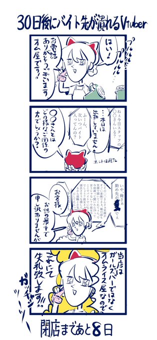 「30日後にバイト先が潰れるVtuber」第22話

月2で来るセクハラ親父の電話も閉店パワーで吹っ切れて対応出来ました 