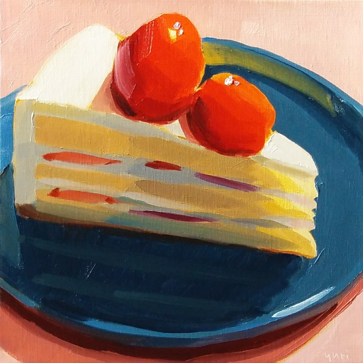 油絵 絵画 【ショートケーキ】 - HR | minne 国内最大級の