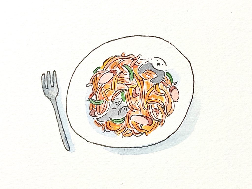 「ナポリタンにいだかれて 」|くみたろのイラスト