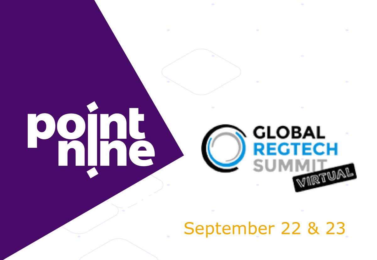 PointNine_'s tweet photo. Save the date! We are happy to inform you of our Presence at the Global RegTech Summit by FinTech Global and RegTech Analyst. Registrations are free and can be done here ๐ https://t.co/E7EYzww4y4
#PointNine #GRTS20 #VirtualSummit #GlobalRegTech #RegTech https://t.co/8yIflgjpNA