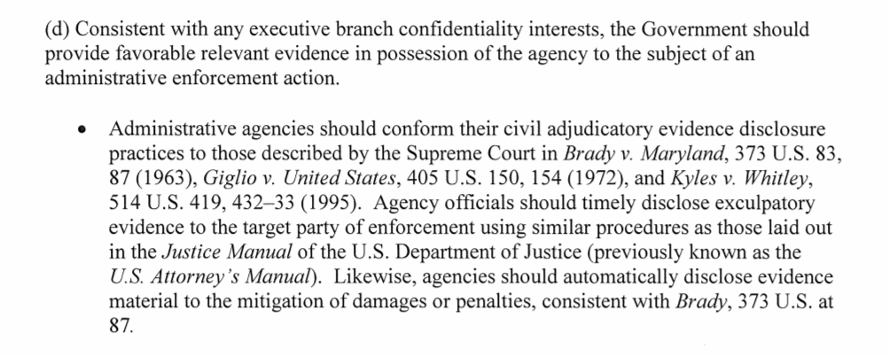 OMB's guidance also tells agencies that "the Government should provide favorable relevant evidence in possession of the agency to the subject of an administrative enforcement action."That should obviously apply to people arrested by ICE. Can this be used to push for discovery?
