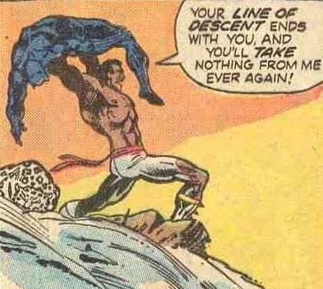 Erik Kill Monger Throwing T'Challa Off the Cliff (Black Panther)Taken from Black Panther and the Man called Kill Monger Comics.