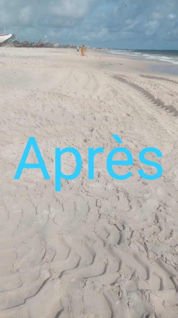 t_mhmdi's tweet photo. Nettoyage de la plage de Bargny.
Impressionnant de voir l'effet de quelques heures de travail quand on s'y met en équipe. Merci @Ndiaye_ODD de m'avoir fait mieux comprendre les menaces directes de la pollution, et du changement climatique sur le littoral Sénégalais. #gnofar https://t.co/Rg8DTukIk5