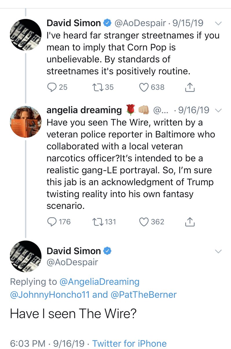 Quality comeback from  @AoDespair (Creator, executive producer and head writer of The Wire.)