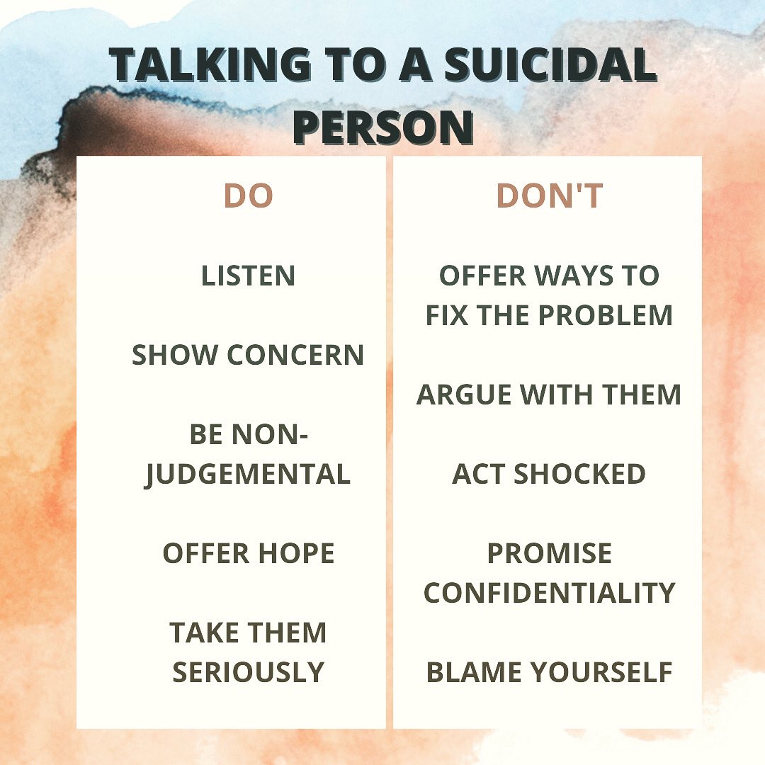 Today is #WorldSuicidePreventionDay. Having a strong sense of #connection is an important part of suicide prevention. Here are some quick do’s &amp; don’ts for anyone talking to a #suicidal person. 

#SuicidePrevention  #timetotalk #MentalHealth