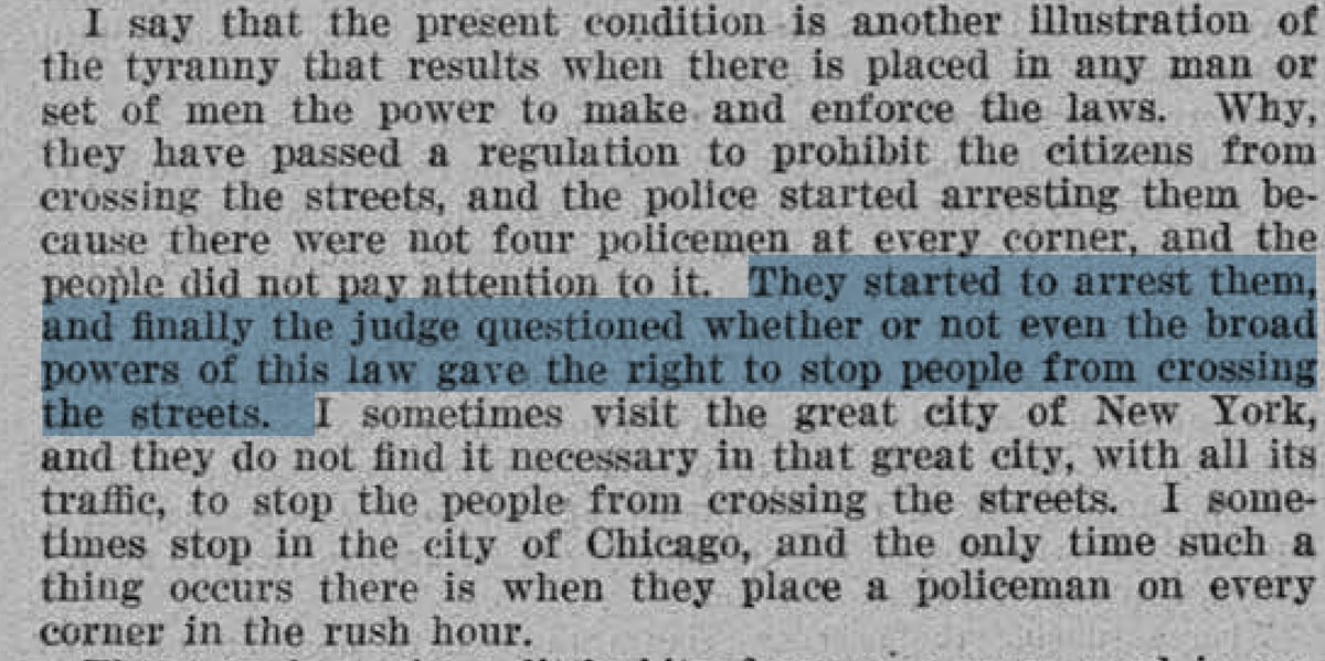 asked Hesse to refrain from arresting any other pedestrians in the interim. Hesse agreed. The same week, Clarence Dill (D-WA) took to the Senate floor to denounce the new DC traffic law that had been passed earlier in the year briefly alluding to McMahon: 4/n