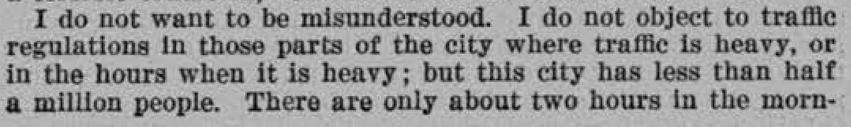 Dill hated everything -- not just the anti-pedestrian regulations. He said some regulations in busy parts of the city at busy times might be appropriate, but that the traffic director* was completely out of control and it was Congress's fault for giving him too much power: 5/n