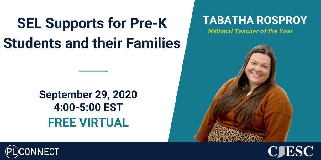 CIESCtweets's tweet photo. We are honored and thrilled to host the @CCSSO National Teacher of the Year, @TabathaRosproy for this #PLConnect event for Pre-K teachers. Register today: https://t.co/eZJ7Khh9Ok
#KeepIndianaLearning #CIESCServes https://t.co/HrWFCCXOBJ