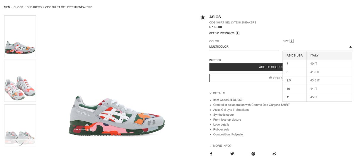 cdg shirt x asics gel lyte 3 og