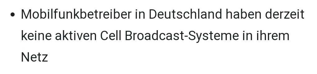Wieso nutzt Deutschland eigentlich nicht bewährte "Cell Broadcasts" für Notfall-Benachrichtigungen statt App oder SMS? de.m.wikipedia.org/wiki/EU-Alert #Warntag #Deutschland #Cellbroadcast
