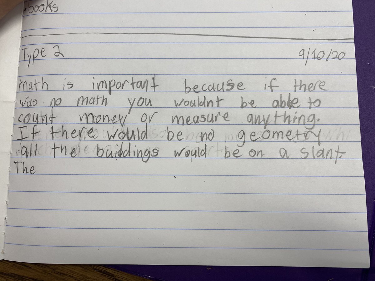MrRashid4th's tweet photo. Type II writing prompt in 4th grade: Why is math important? #MASDmath #MASDproud #elemmathchat #literacy #writingprompt #math https://t.co/Nwa6LxiNr9