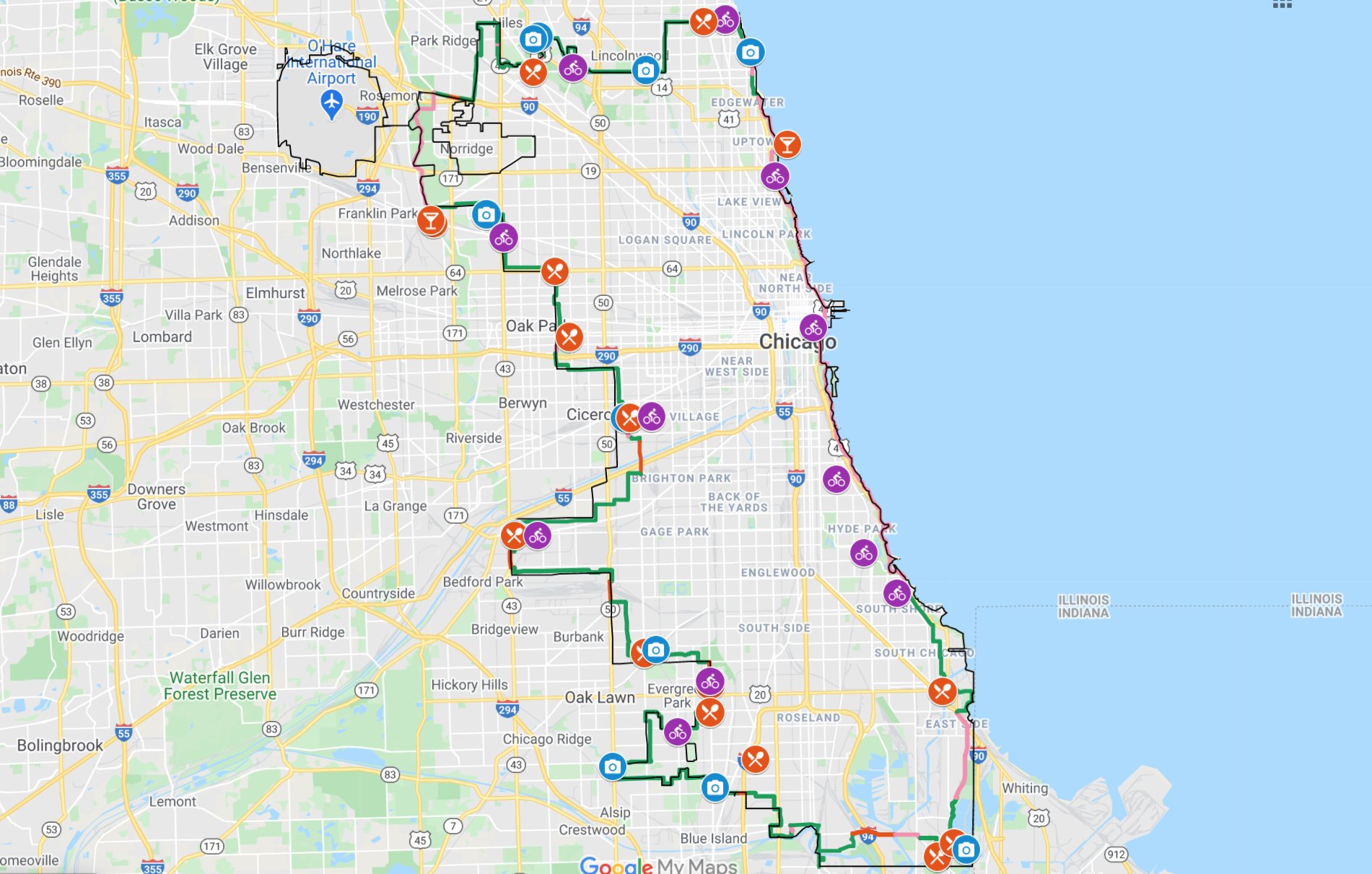 Chicago City Limits Map Streetsblog Chicago On Twitter: "John Recently Biked The Exact Perimeter Of  Chicago, Or Basically As Close As You Can Get Without Riding On 7-Lane  Highways. Here's The Writeup For @Chicago_Reader, Including The