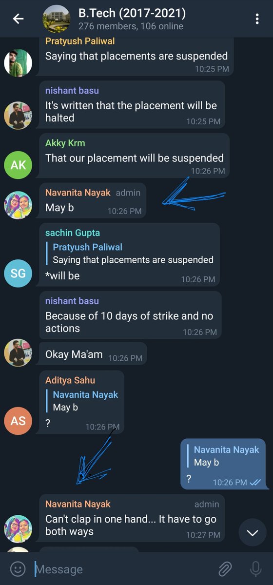 Hello_Sinha's tweet photo. @mediocre_raj @otvnews @EduMinOfIndia @SMEOdisha @DrRPNishank @Naveen_Odisha This is the response we get from the placement cell. "May be" https://t.co/ri4MGbmZEj