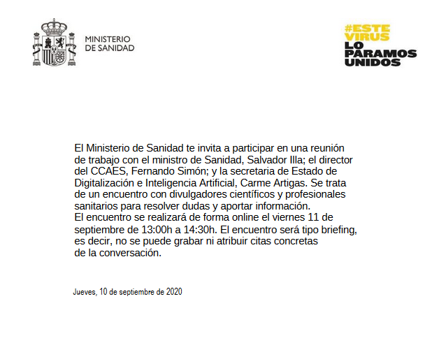 mlalanda's tweet photo. Queridos profesionales sanitarios de mi TL. He recibido esta inusitada invitación del @sanidadgob  junto con un gropúsculo de colegas.

Usadme

Decidme muy brevemente en un solo tweet:

- qué creeis que está causando la 2ª ola
- qué 2 ó 3 medidas os parecen imprescindibles https://t.co/s2OSLjYTru