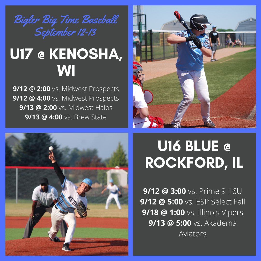 BiglerSports's tweet photo. Bigler Big Time baseball is back!! This weekend our U17s play down in Kenosha while the U16 Blue team travels to Rockford and Northern Illinois. #baseballisback #bigtimebaseball https://t.co/wqKxa2qmWF