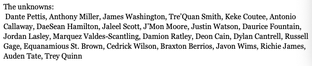That leaves me to the unknowns of 2018. There is several in this list of players who could maybe break through the barrier w/ some correct situational luck, but the odds are stacked against it. Be wary of guys like James Washington, Pettis, MVS, ESB, Auden Tate,& Anthony Miller.