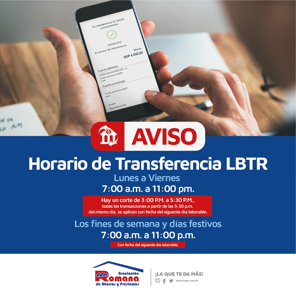 AsocRomana's tweet photo. Horario de transacciones LBTR #SomosARAP https://t.co/IojZfL3mpW