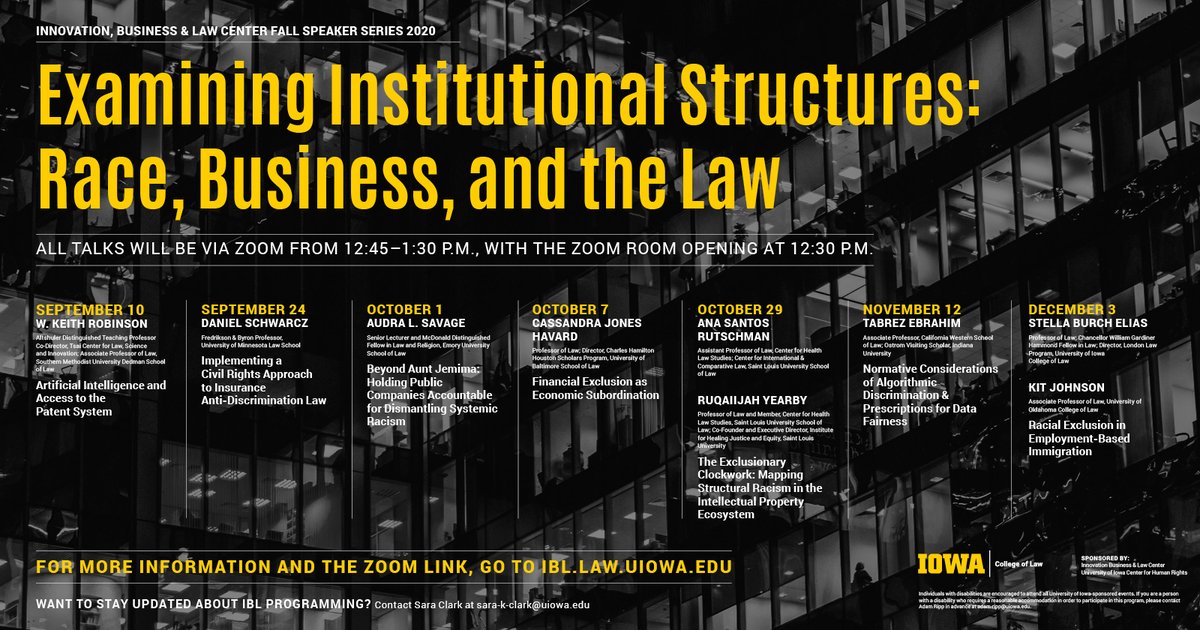 Kicked off the IBL Fall Speaker series today <a href="/IowaLawSchool/">Iowa Law</a>. Should be a great series of talks featuring <a href="/Dschwarcz/">Daniel Schwarcz</a>, @Dr_Audra_Savage, <a href="/a_rutschman/">Ana Santos Rutschman</a>, Cassandra Jones, and Tabrez Ebrahim.