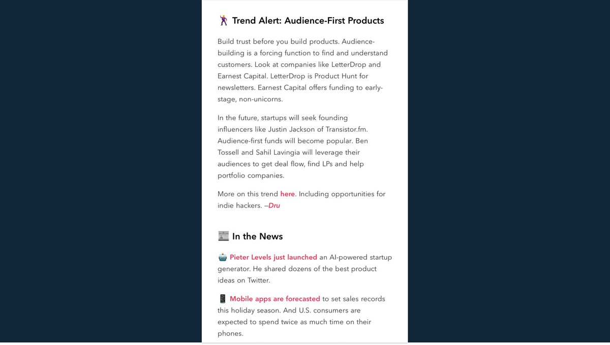 🙌 Made the <a href="/IndieHackers/">Indie Hackers</a> newsletter

s/o <a href="/letterdropio/">LetterDrop</a> and <a href="/earnestcapital/">Earnest Capital is now Calm Company Fund</a>