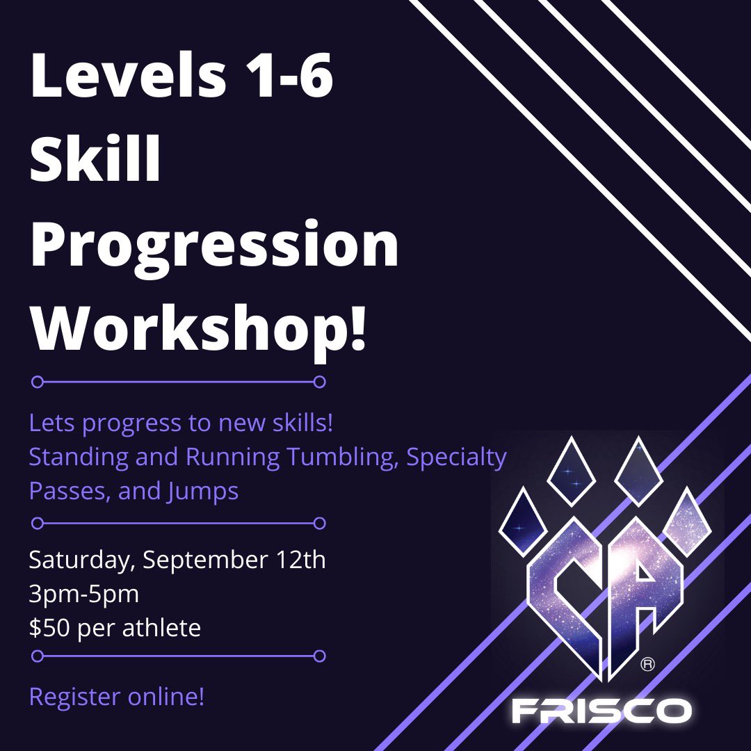 There is still time to sign up for our Skills Progression Workshop this weekend! Register online now and don’t miss out on the FUN!