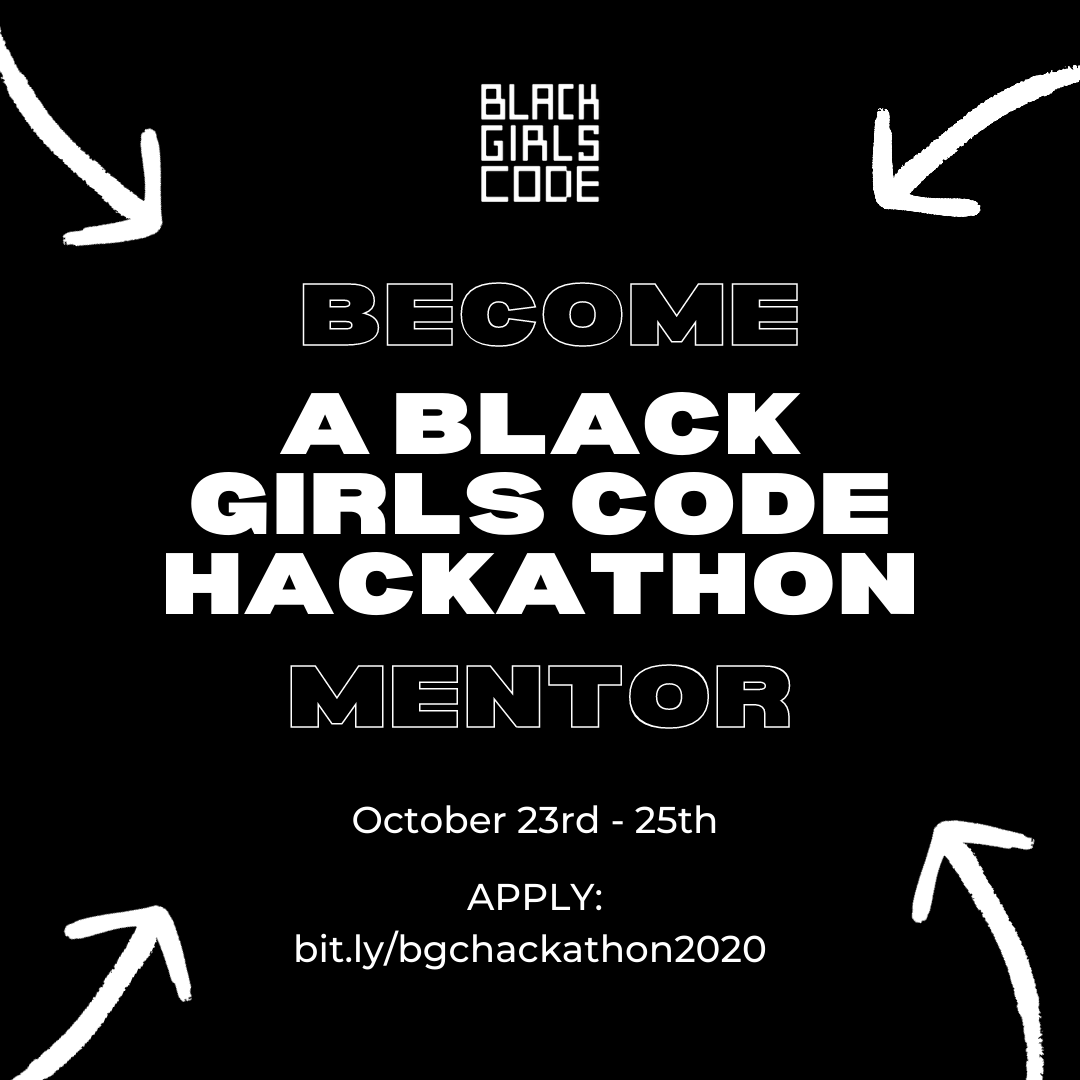 BlackGirlsCode's tweet photo. Join @BlackGirlsCode and GM as we empower youth to use #technology as a vessel for social change! Our virtual #hackathon is happening October 23-25 and we're looking for #volunteers across different industries to serve as Hackathon Mentors. Apply here: https://t.co/qIvGSoRzWo https://t.co/FkcNdgQ7qZ
