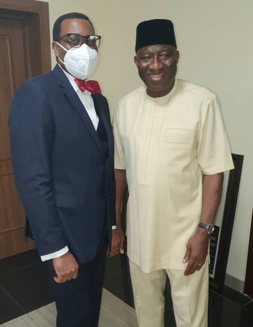 GEJonathan's tweet photo. I received in audience today @akin_adesina  President @AfDB_Group. After serving our nation diligently, I'm pleased that Dr. Adesina has continued to put up a stellar performance on the international stage.
I'm without a doubt that he will continue to make all of us proud. 
- GEJ https://t.co/n4bDEYKAwF