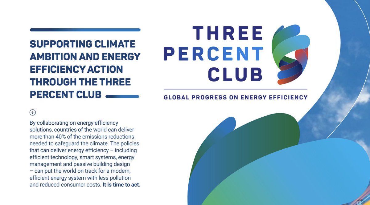 SEforALLorg's tweet image. What is the #ThreePercentClub?

👉A collaboration of governments &amp;amp; organizations committed to working together to put the world on a path to 3% annual #energyefficiency improvement

Learn more about this 🌍alliance ahead of the webinar on 14 Sept: eeglobalalliance.org/three-percent-…