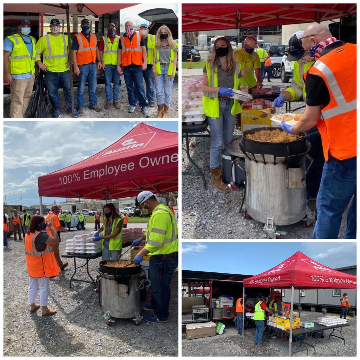 austinindl's tweet photo. #AustinINDL served Jambalaya to 400 people at International Paper in Orange, Texas, today, after feeding 150 customers last week at a Lake Charles facility. #Service is a core value. https://t.co/qJtF7d6Glm