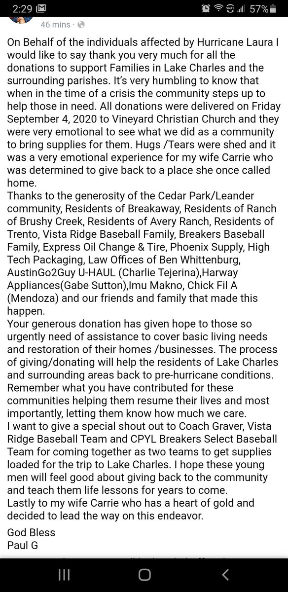 txbreakersbase1's tweet photo. Thank you to Vista Ridge Baseball and TX Breakers Baseball coming together to help Lake Charles Louisiana with Hurricane Relief https://t.co/yKU5x8wtIO