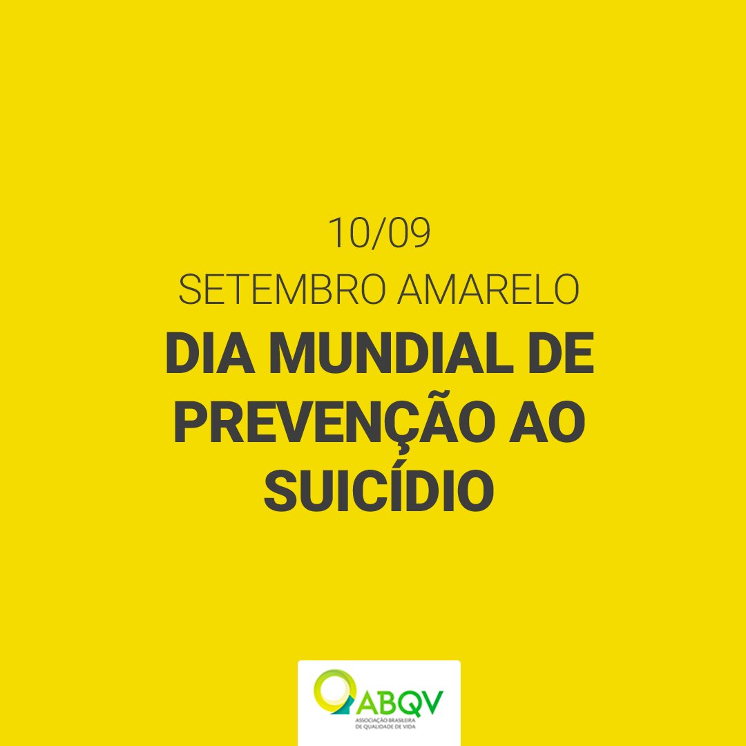 ABQV's tweet photo. Setembro é o mês da conscientização no combate ao suicídio, estimulando a prevenção e promoção da saúde mental. 
  
#qualidadedevida #recursoshumanos #rh #vidasaudavel #vidamelhor #saudecorporativa #setembroamarelo #prevenção https://t.co/f21CBqaL0T
